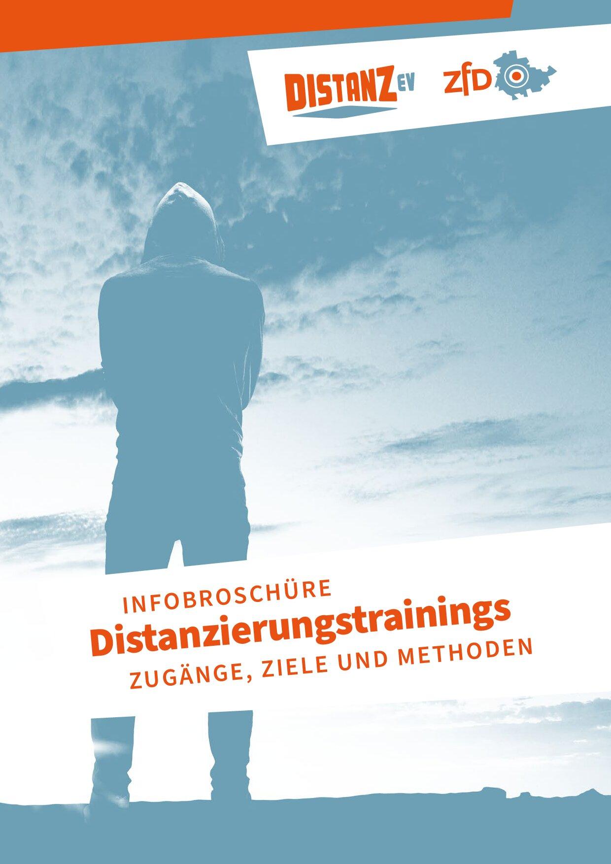 Cover von Infobroschüre. Distanzierungstrainings. Zugänge, Ziele und Methoden