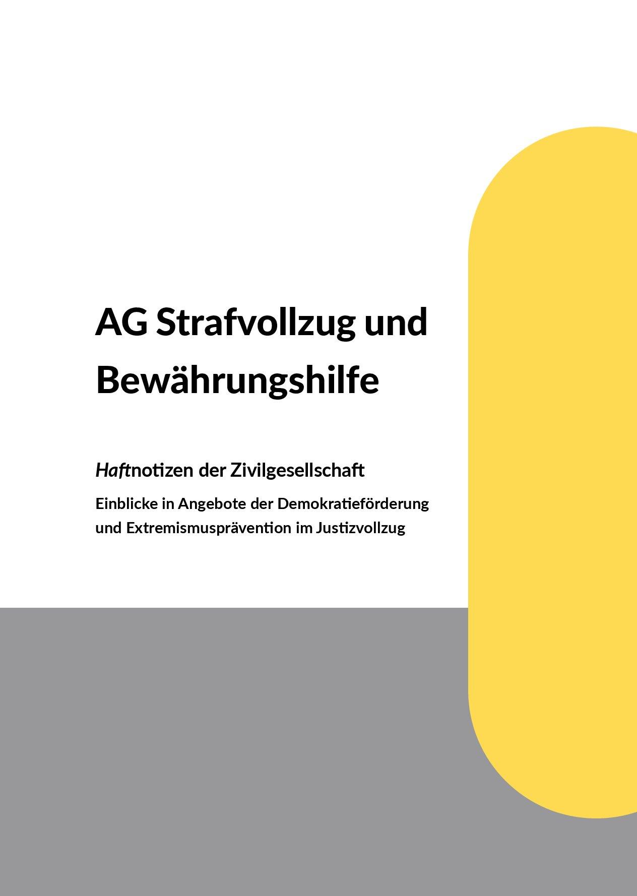 Cover von AG Strafvollzug und Bewährungshilfe. Haftnotizen der Zivilgesellschaft. Einblicke in Angebote der Demokratieförderung und Extremismusprävention im Justizvollzug