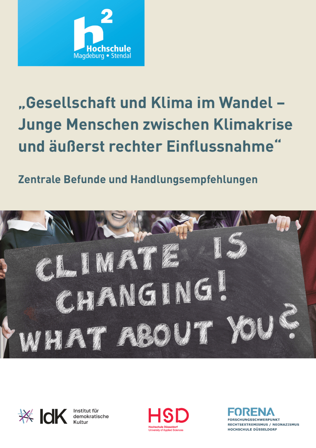 Cover von "Gesellschaft und Klima im Wandel – Junge Menschen zwischen Klimakrise und äußerst rechter Einflussnahme". Zentrale Befunde und Handlungsempfehlungen