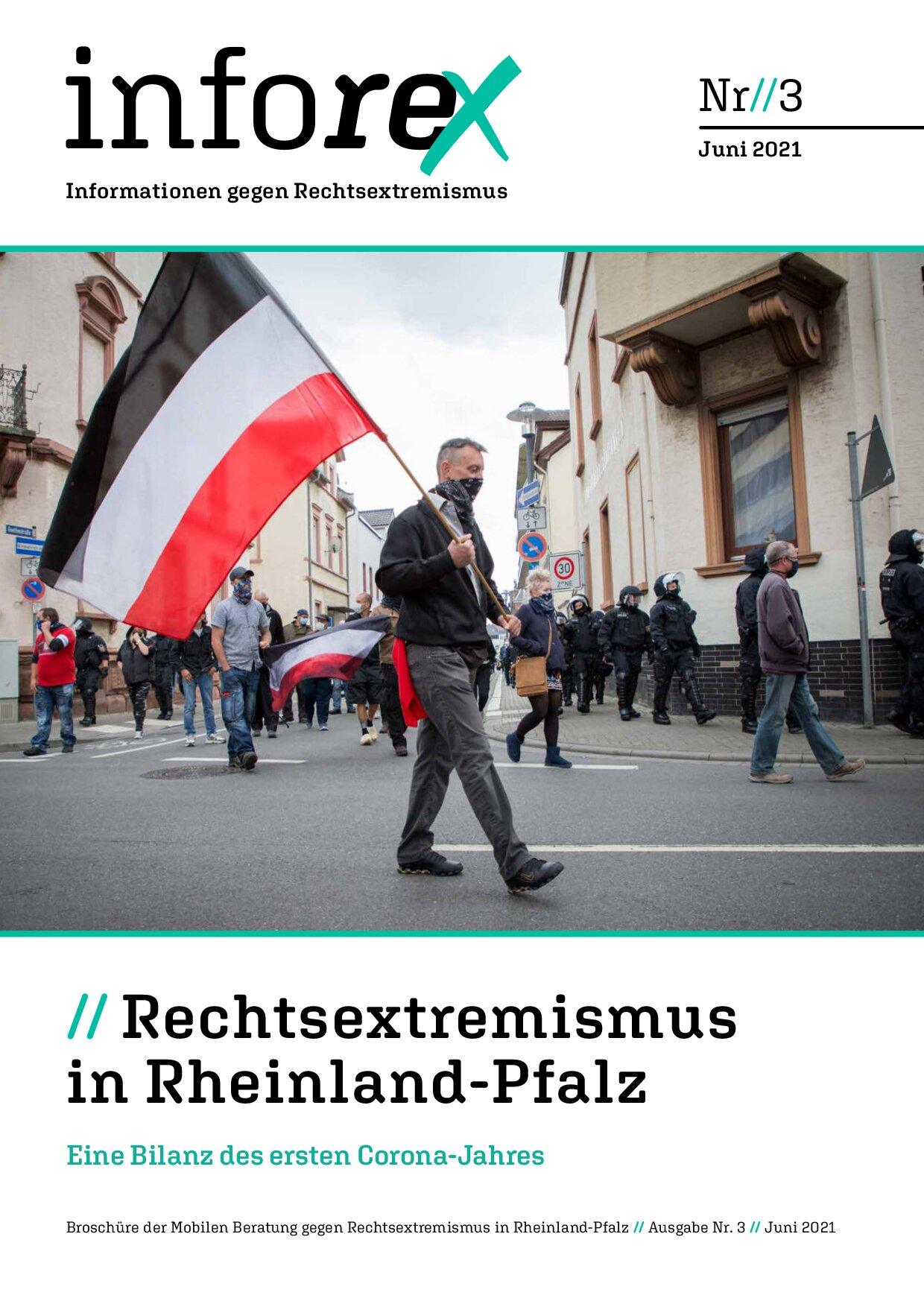 Cover von inforex 3. Informationen gegen Rechtsextremismus. Rechtsextremismus in Rheinland-Pfalz. Eine Bilanz des ersten Corona-Jahres