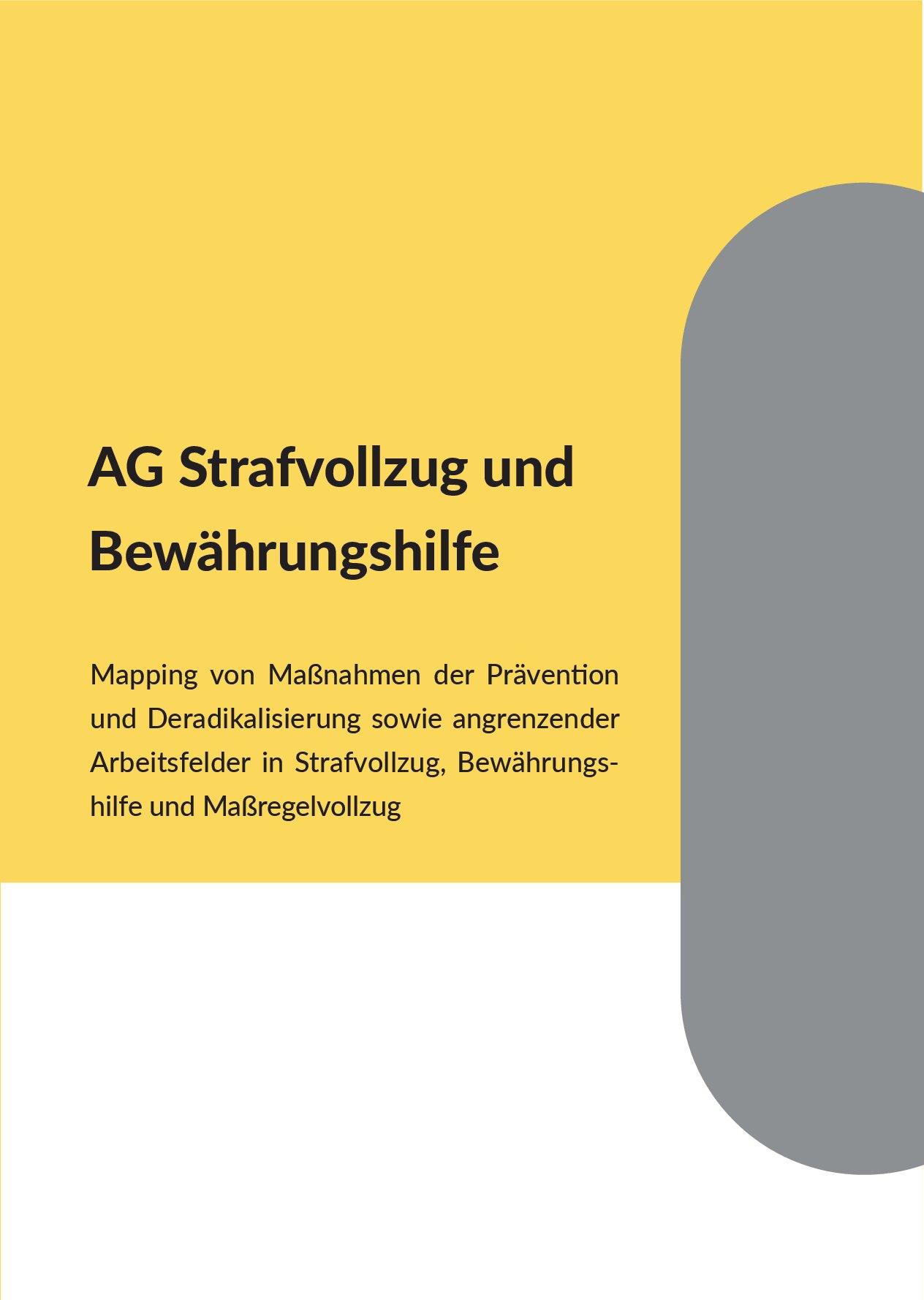 Cover von AG Strafvollzug und Bewährungshilfe. Mapping von Maßnahmen der Prävention und Deradikalisierung sowie angrenzender Arbeitsfelder in Strafvollzug, Bewährungshilfe und Maßregelvollzug