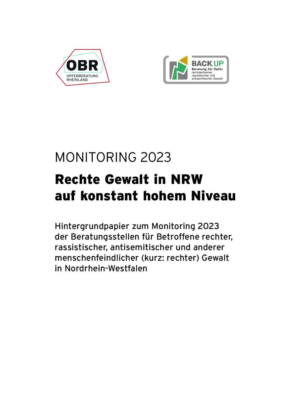 Cover von Monitoring 2023 – Rechte Gewalt in NRW auf konstant hohem Niveau