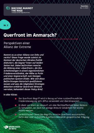Cover von Policy Brief "Essentials Nr. 2: Querfront im Anmarsch?" Perspektiven einer Allianz der Extreme