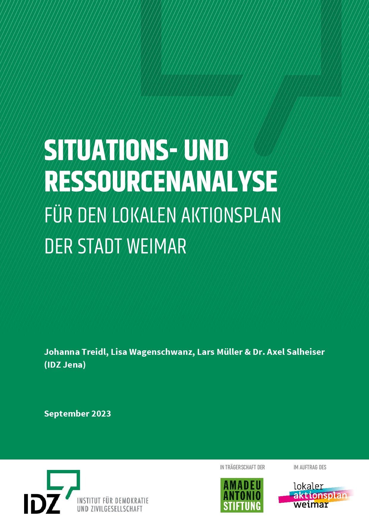 Cover von Situations- und Ressourcenanalyse für den lokalen Aktionsplan der Stadt Weimar