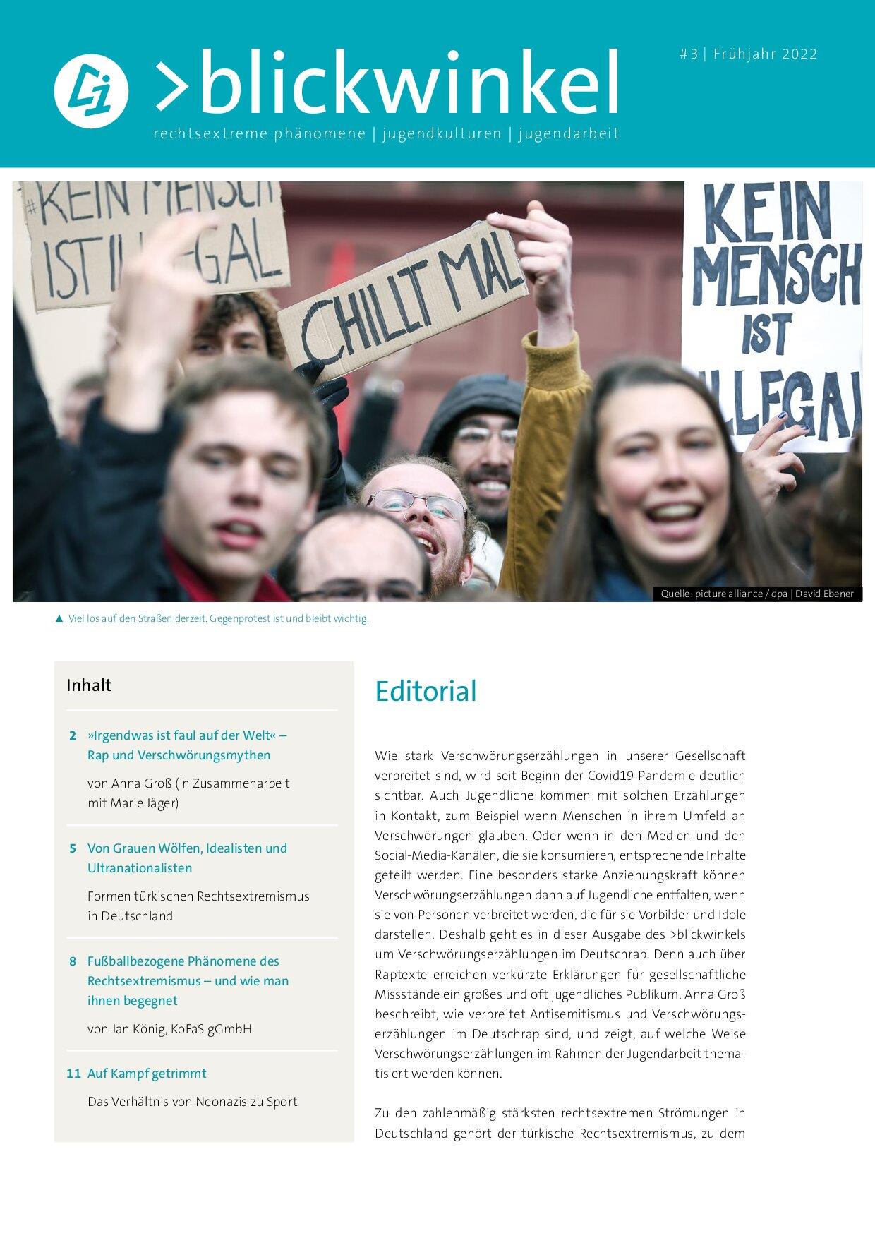 Cover von >blickwinkel. rechtsextreme phänomene – jugendkulturen – jugendarbeit #3/Frühjahr 2022
