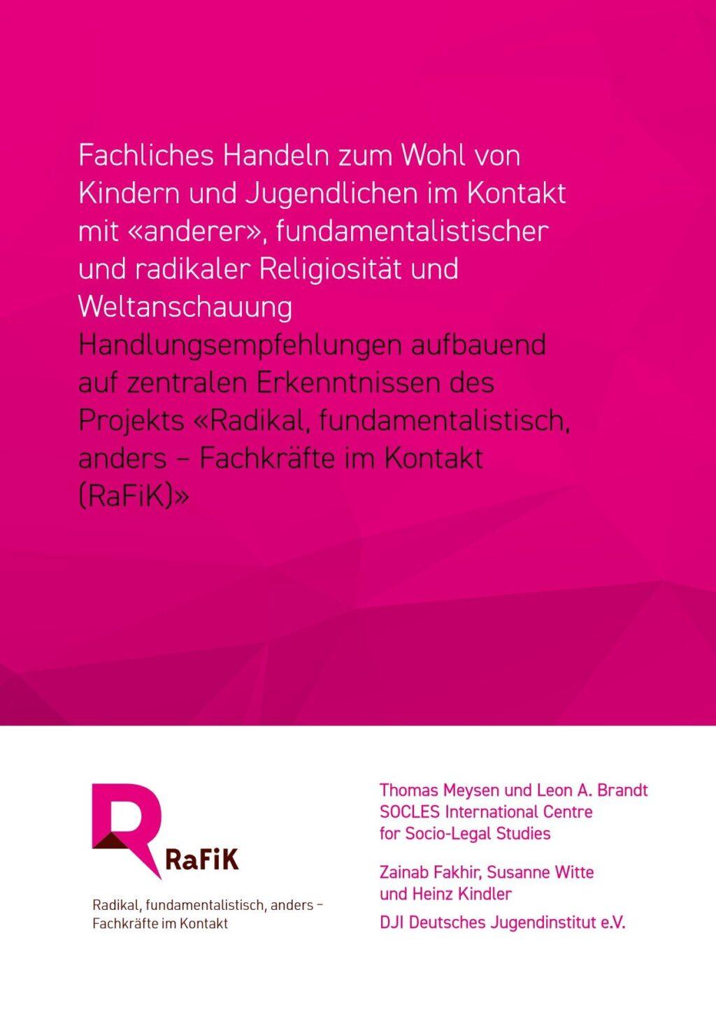 Cover von Fachliches Handeln zum Wohl von Kindern und Jugendlichen im Kontakt mit "anderer", fundamentalistischer und radikaler Religiösität