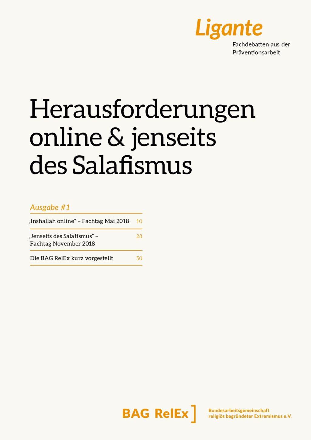 Cover von Ligante #1. Fachdebatten aus der Präventionsarbeit. Herausforderungen online & jenseits des Salafismus