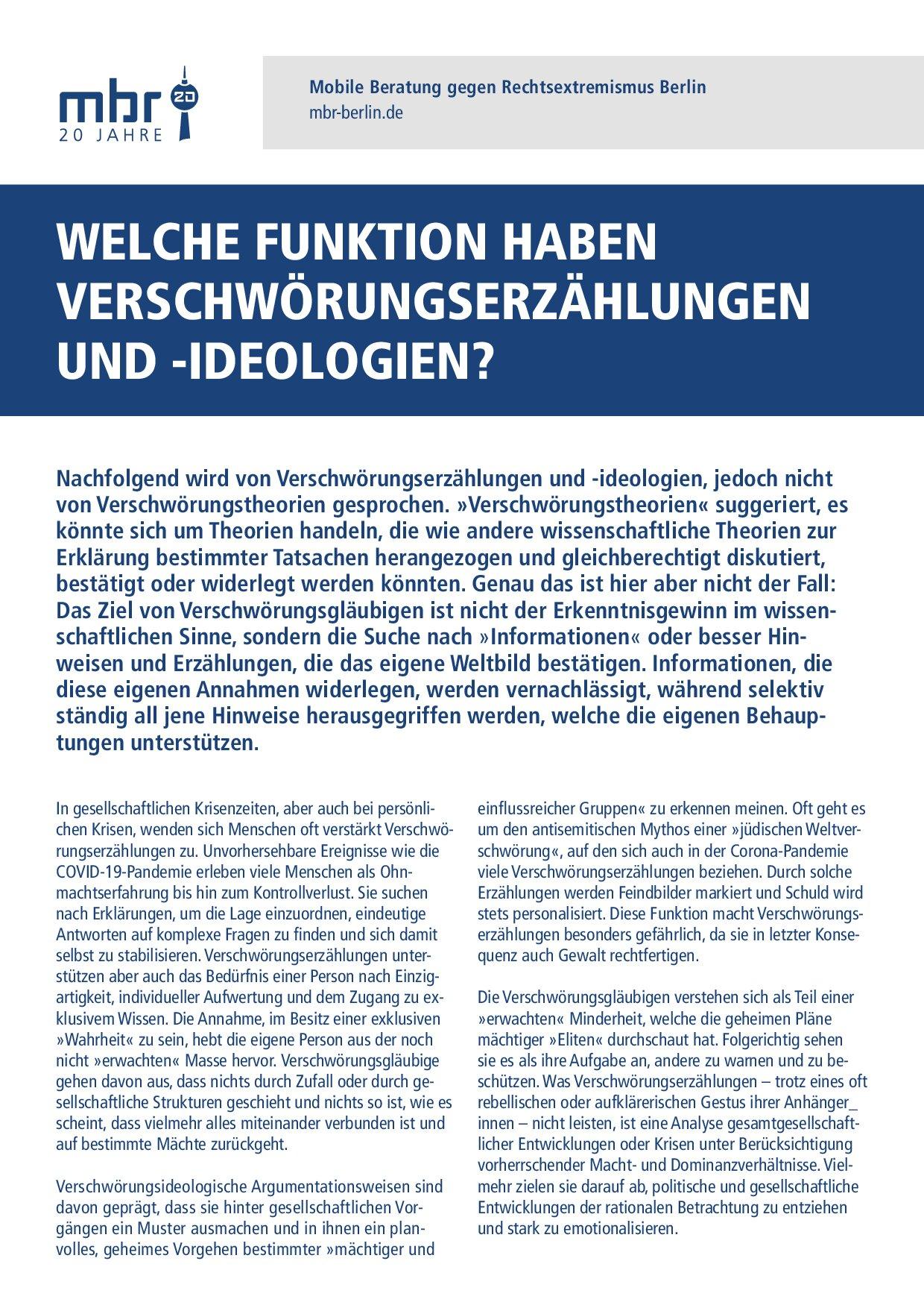 Cover von Welche Funktion haben Verschwörungserzählungen und -Ideologien