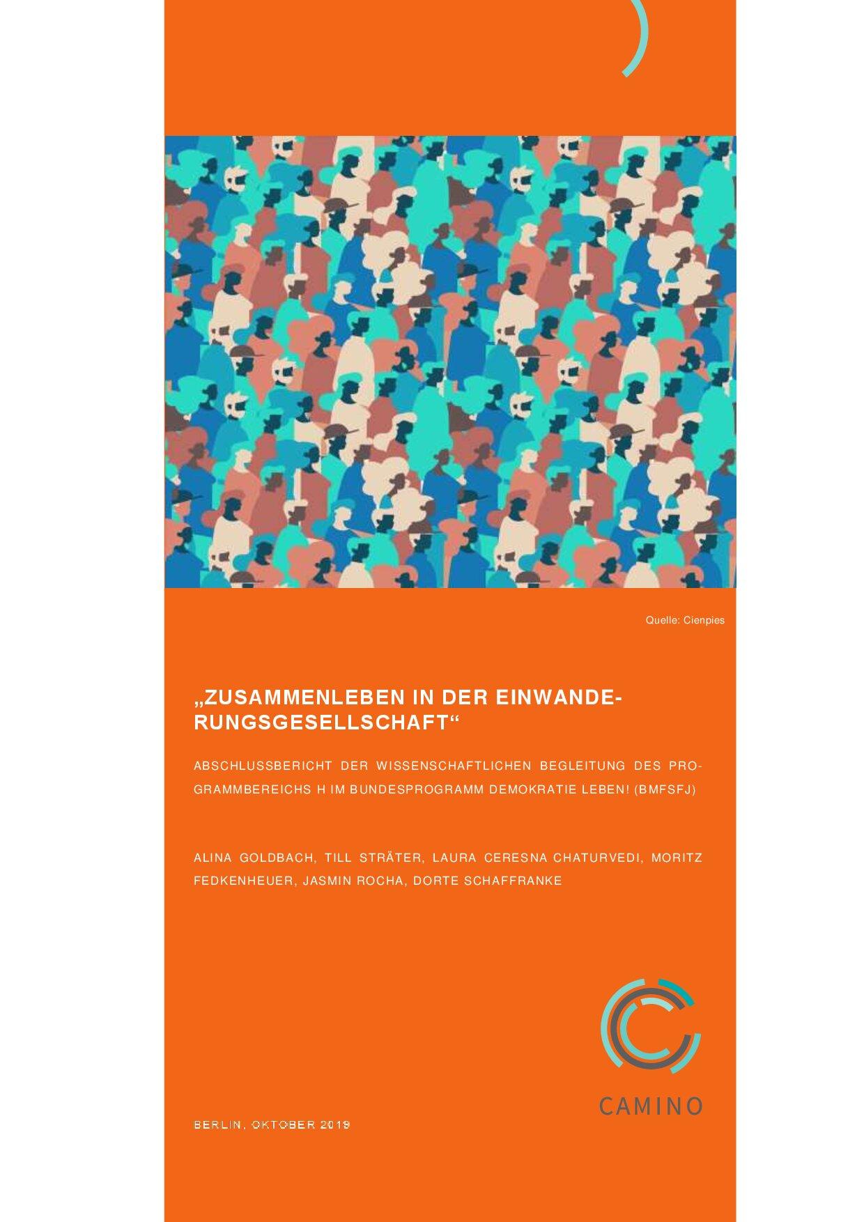 Cover von "Zusammenleben in der Einwanderungsgesellschaft". Abschlussbericht der wissenschaftlichen Begleitung des Programmbereichs H im Bundesprogramm Demokratie leben! (BMFSFJ)