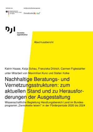 Cover von Abschlussbericht: Nachhaltige Beratungs- und Vernetzungsstrukturen: zum aktuellen Stand und zu Herausforderungen der Ausgestaltung. Wissenschaftliche Begleitung Handlungsbereich Land im Bundesprogramm "Demokratie leben!" in der Förderperiode 2020 bis 2024
