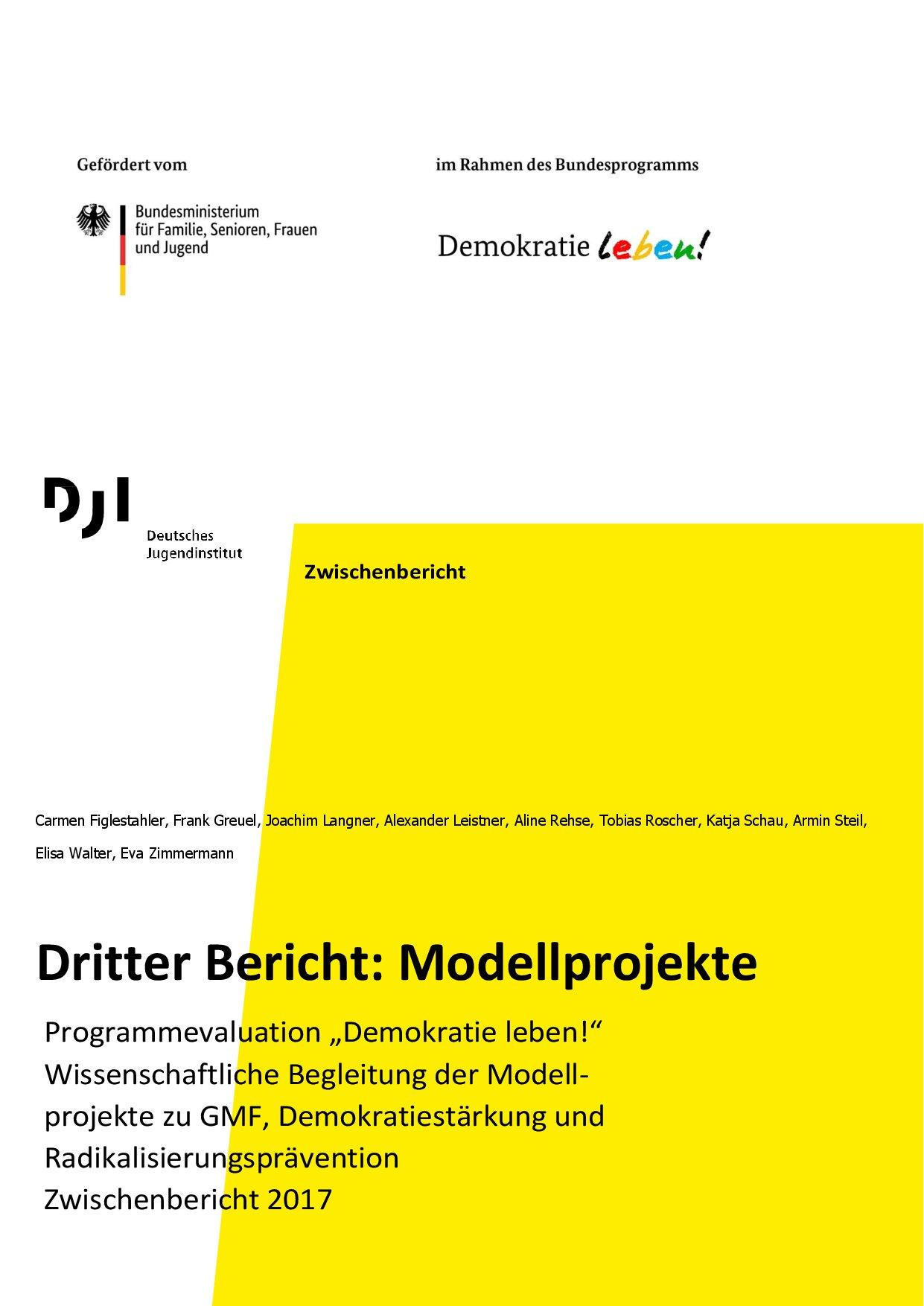 Cover von Dritter Bericht: Modellprojekte. Programmevaluation "Demokratie leben!". Wissenschaftliche Begleitung der Modellprojekte zu GMF, Demokratiestärkung und Radikalisierungsprävention. Zwischenbericht 2017