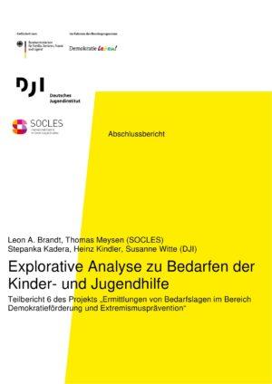 Cover von Abschlussbericht: Explorative Analyse zu Bedarfen der Kinder- und Jugendhilfe. Teilbericht 6 des Projekts "Ermittlungen von Bedarfslagen im Bereich Demokratieförderung und Extremismusprävention"