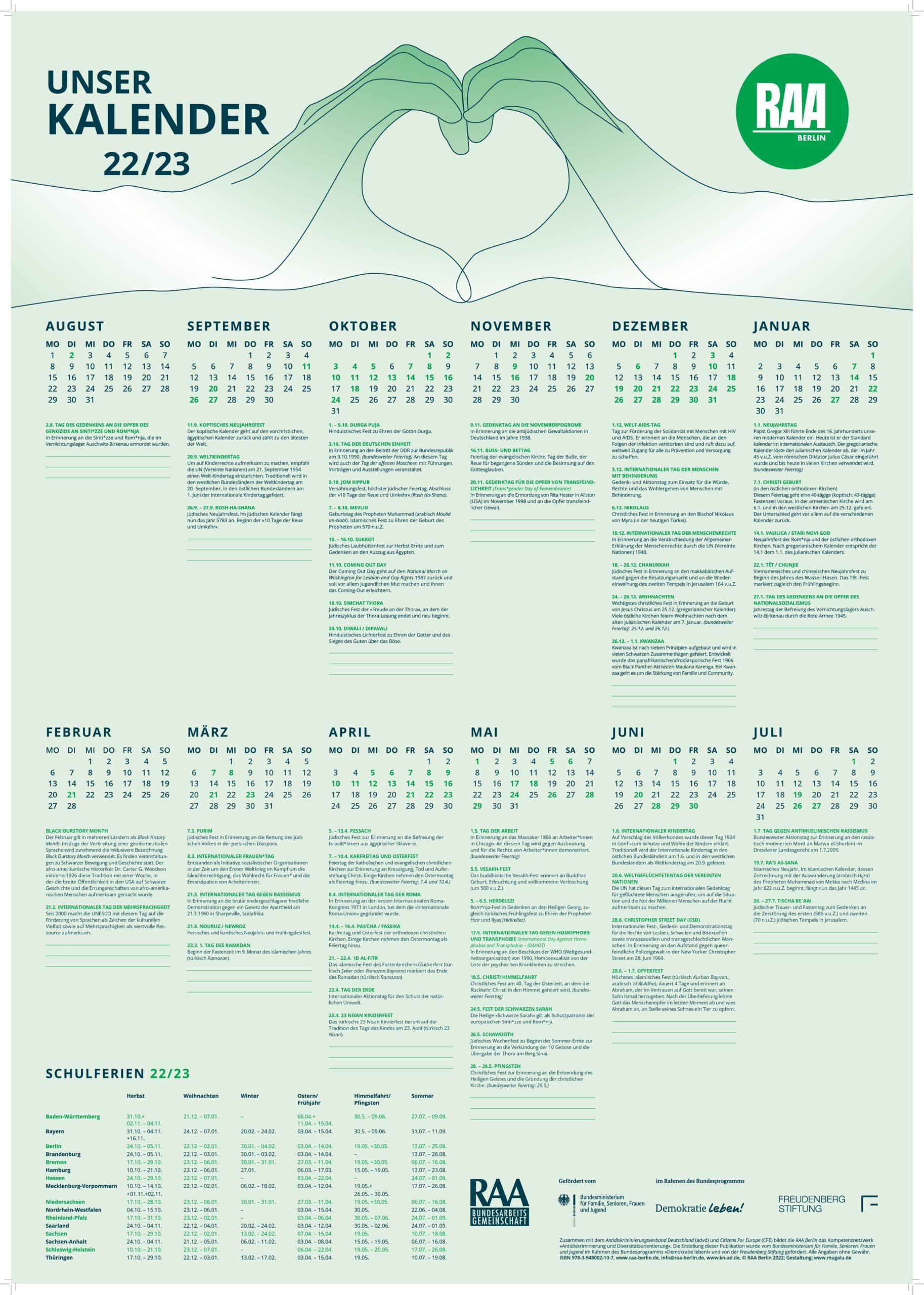 Cover von Unser Kalender 2022/2023