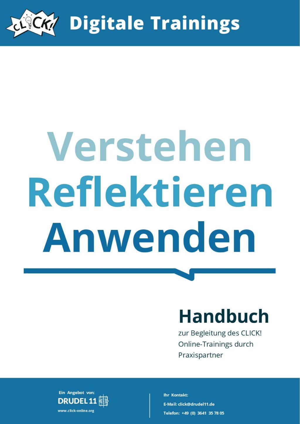 Cover von Verstehen-Reflektieren-Anwenden. Handbuch zur Begleitung des CLICK! Online-Trainings durch Praxispartner
