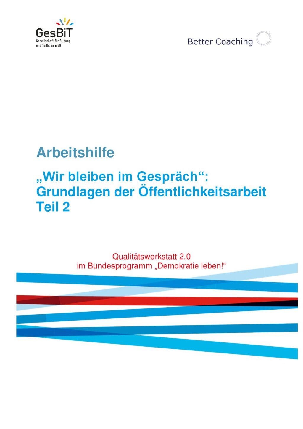 Cover von "Wir bleiben im Gespräch": Grundlagen der Öffentlichkeitsarbeit. Teil 2