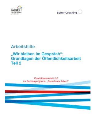 Cover von "Wir bleiben im Gespräch": Grundlagen der Öffentlichkeitsarbeit. Teil 2