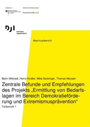 Cover von Abschlussbericht: Zentrale Befunde und Empfehlungen des Projekts "Ermittlung von Bedarfslagen im Bereich Demokratieförderung und Extremismusprävention". Teilbericht 1.