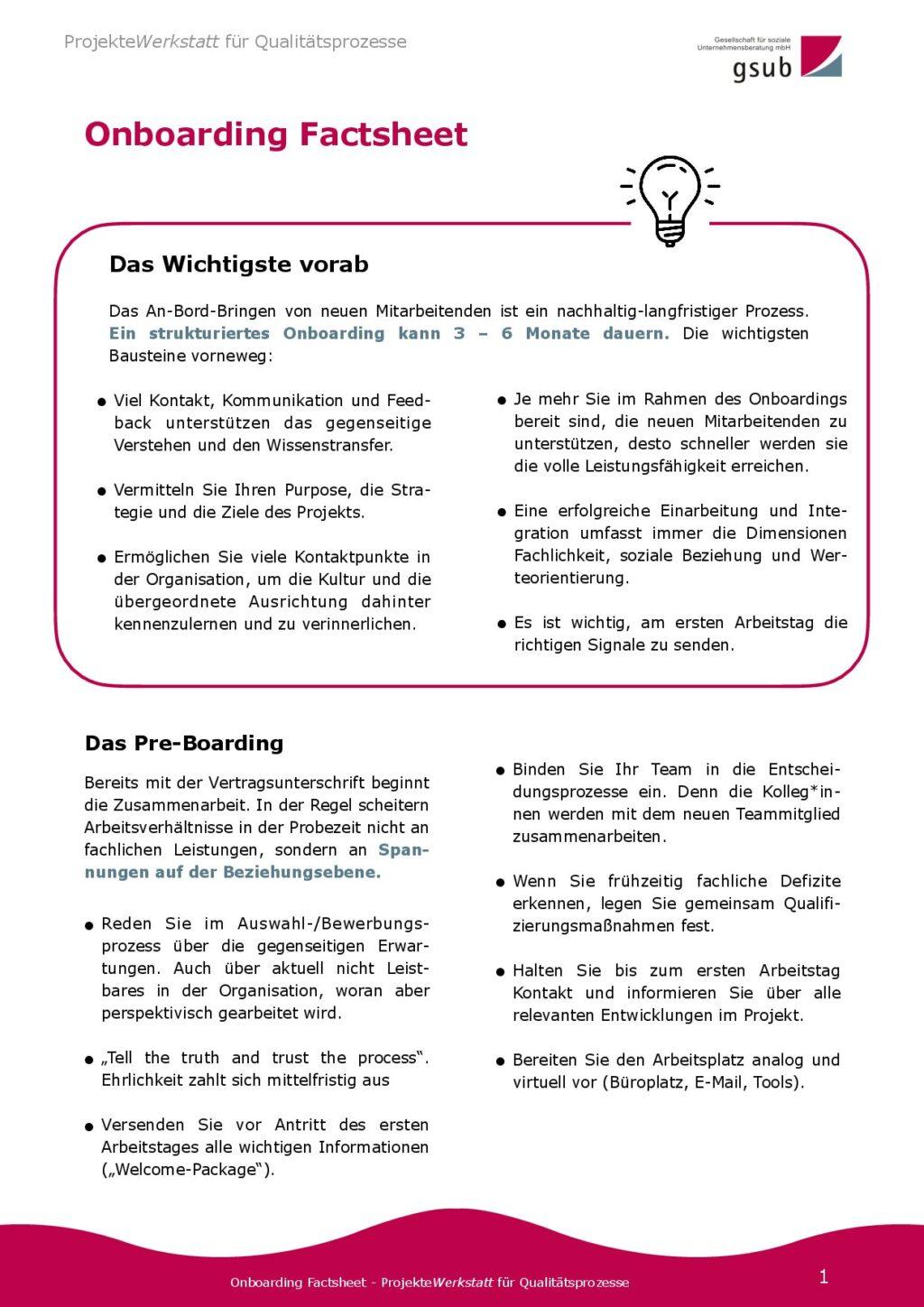 Cover von Onboarding Factsheet