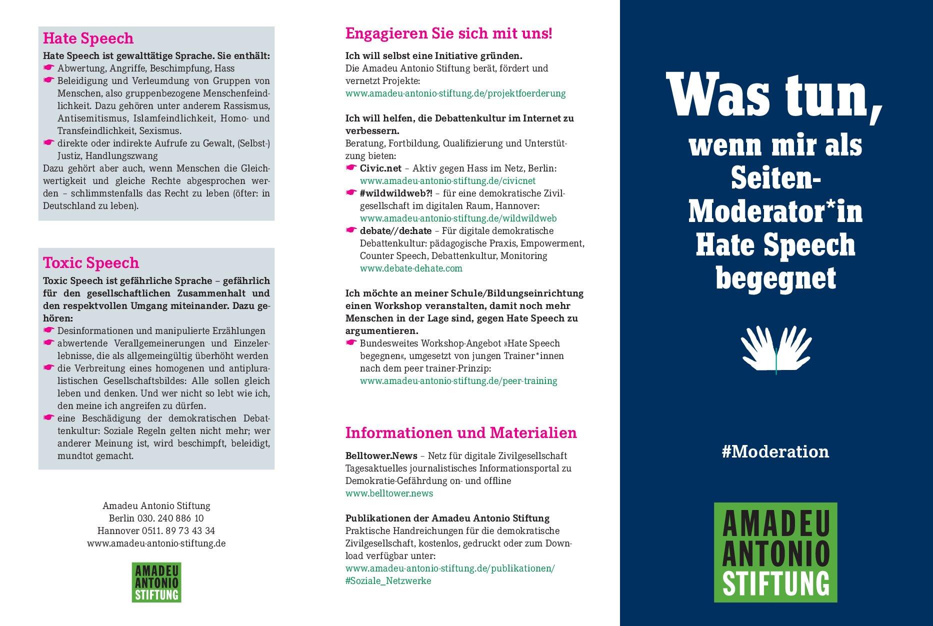 Cover von Was tun wenn mir als Seitenmoderator*in Hate Speech begegnet?