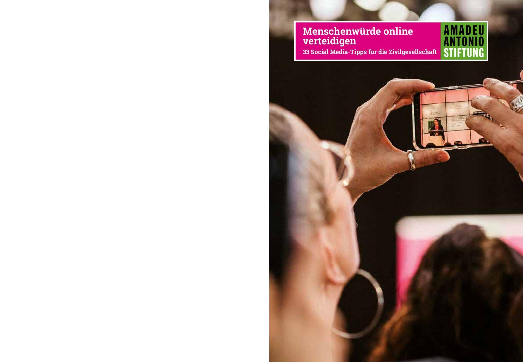 Cover von Menschenwürde online verteidigen. 33 Social Media-Tipps für die Zivilgesellschaft