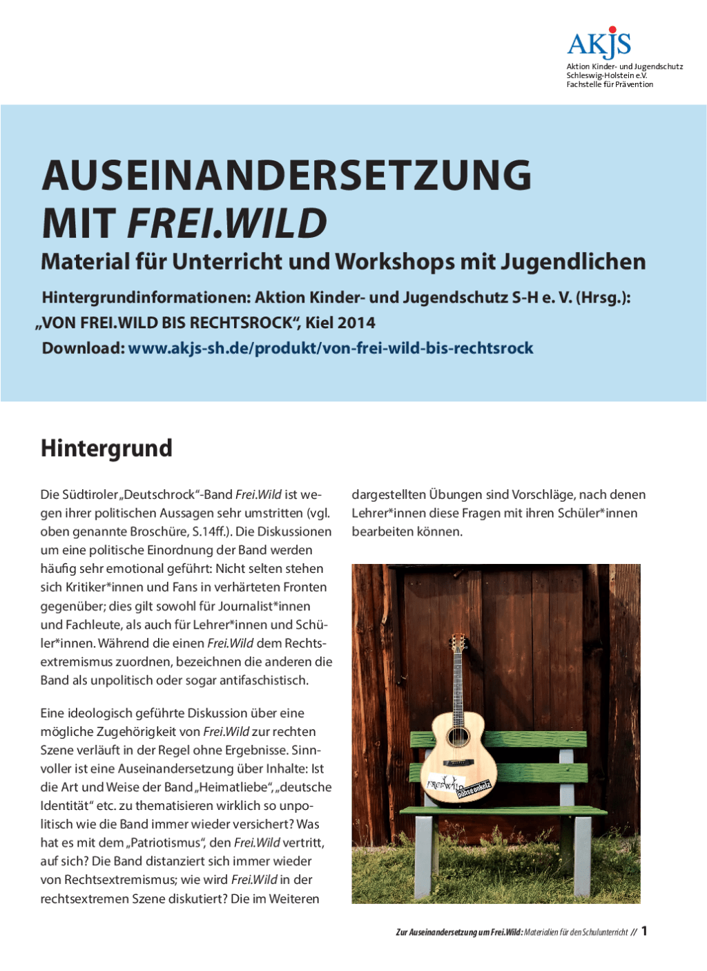 Cover von Auseinandersetzung mit Frei.Wild. Material für Unterricht und Workshops mit Jugendlichen