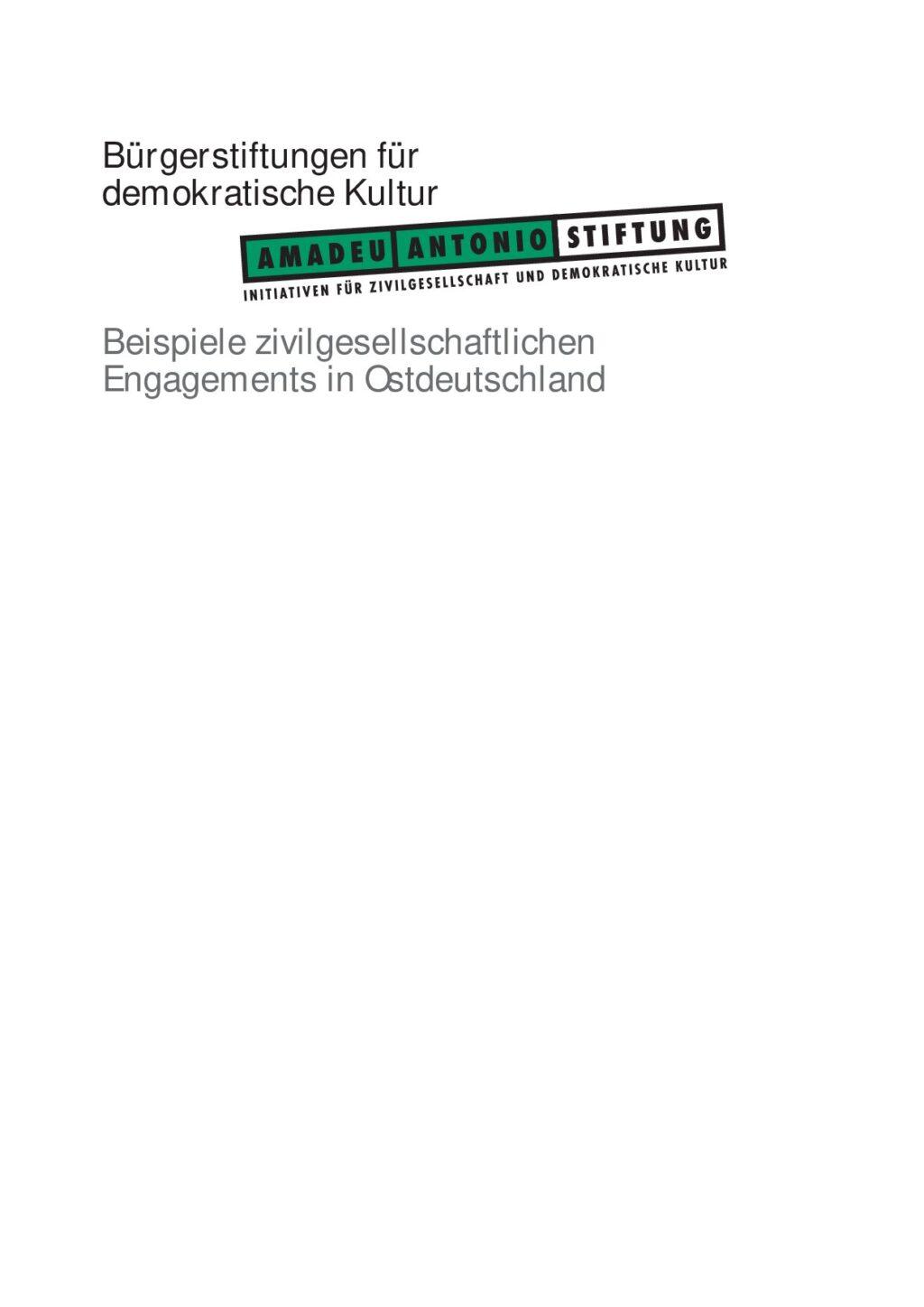 Cover von Bürgerstiftungen für demokratische Kultur. Beispiele zivilgesellschaftlichen Engagements in Ostdeutschland