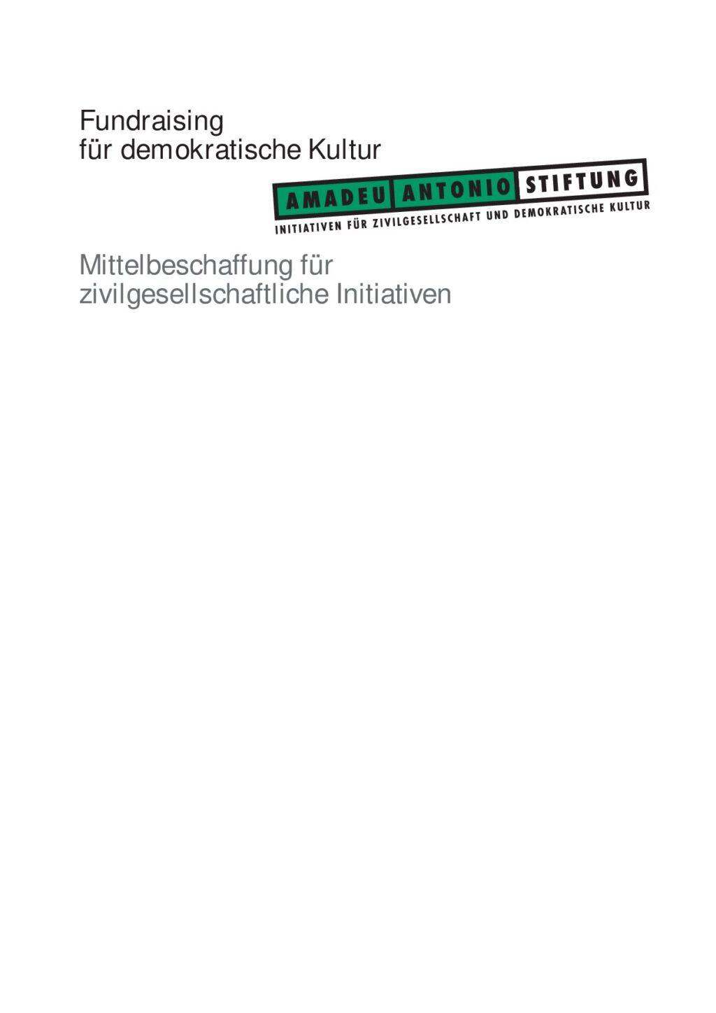 Cover von Fundraising für demokratische Kultur. Mittelbeschaffung für zivilgesellschaftliche Initiativen