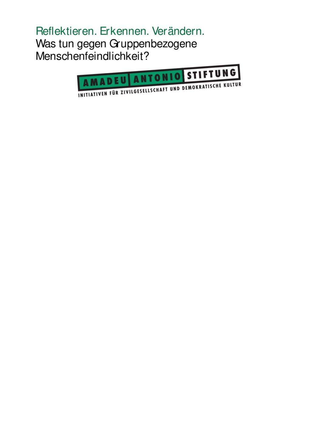 Cover von Reflektieren. Erkennen. Verändern. Was tun gegen gruppenbezogene Menschenfeindlichkeit?