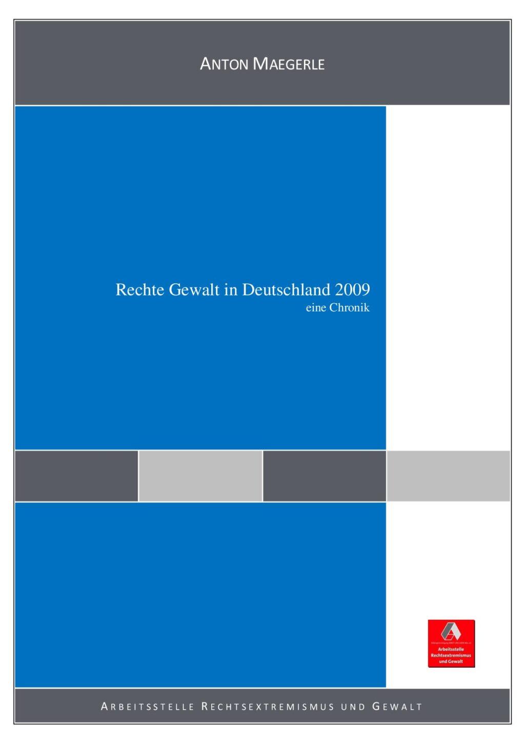 Cover von Rechte Gewalt in Deutschland 2009. Eine Chronik