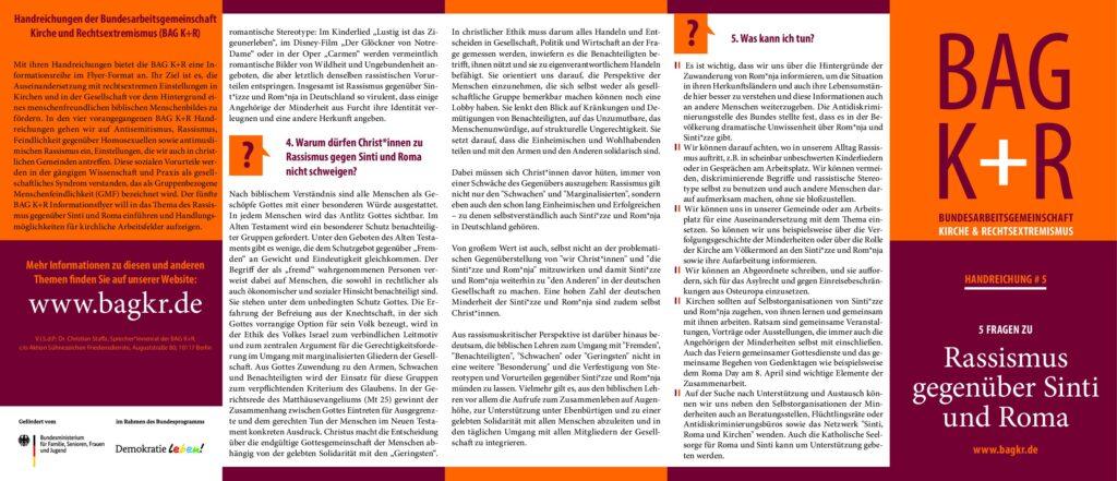 Cover von Handreichung #5 5 Fragen zu Rassismus gegenüber Sinti und Roma