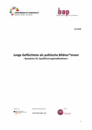 Cover von Junge Geflüchtete als politische Bildner*innen. Bausteine für Qualifizierungsmaßnahmen