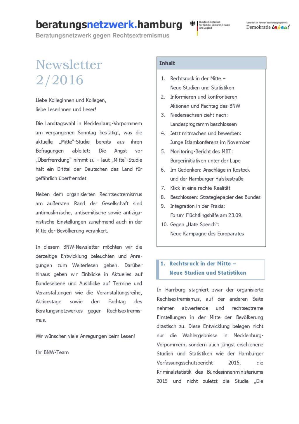 Cover von Newsletter 2/2016