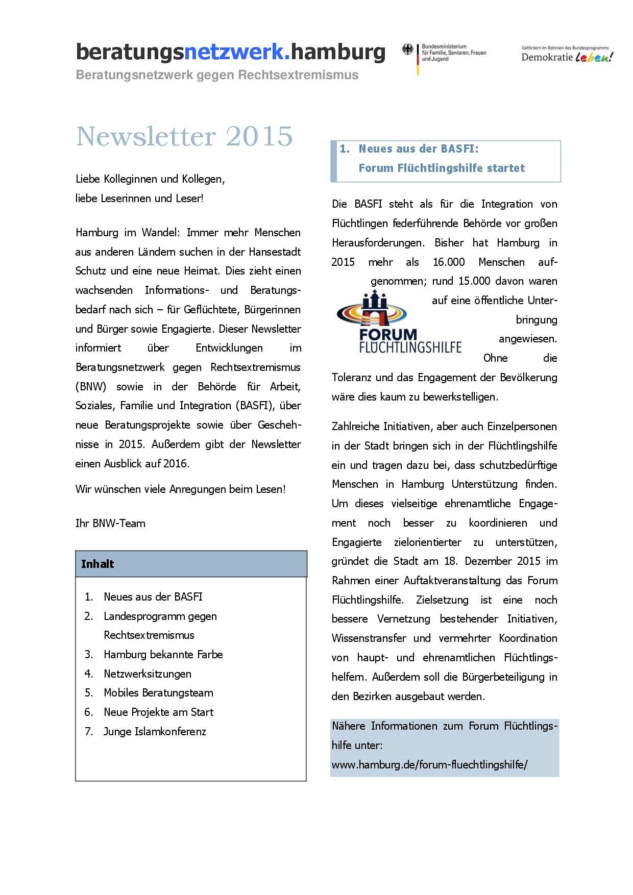 Cover von Newsletter 2015