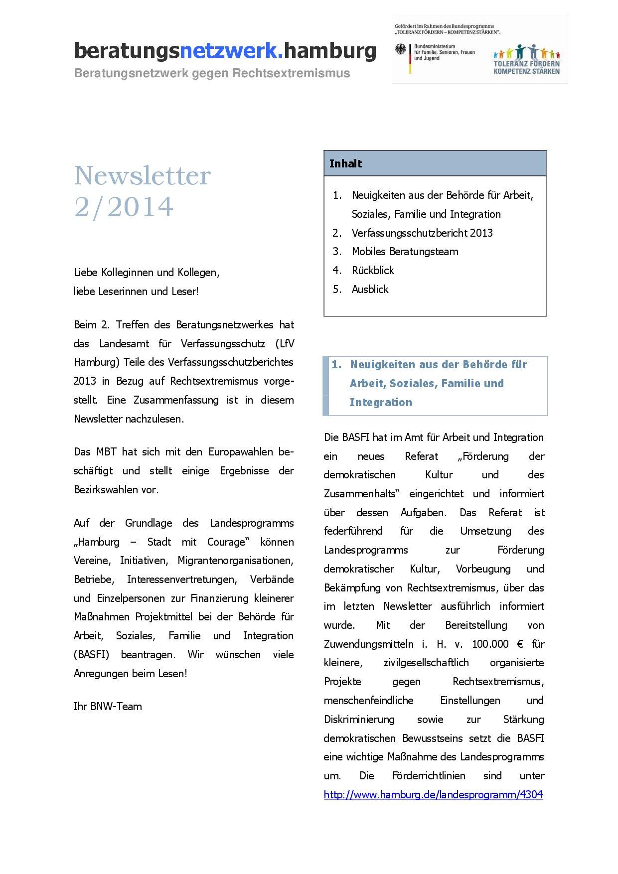Cover von Newsletter 2/2014