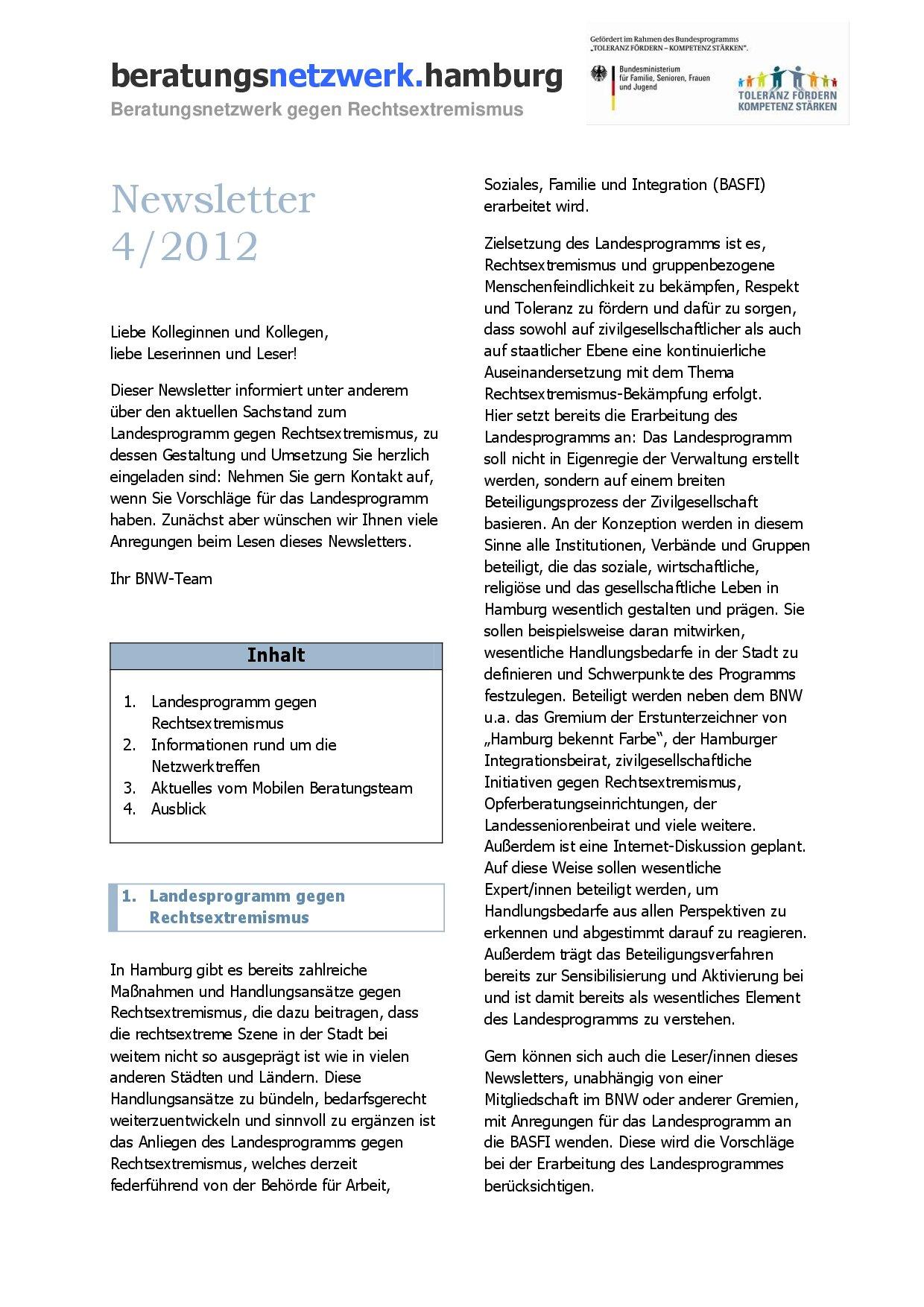Cover von Newsletter 4/2012
