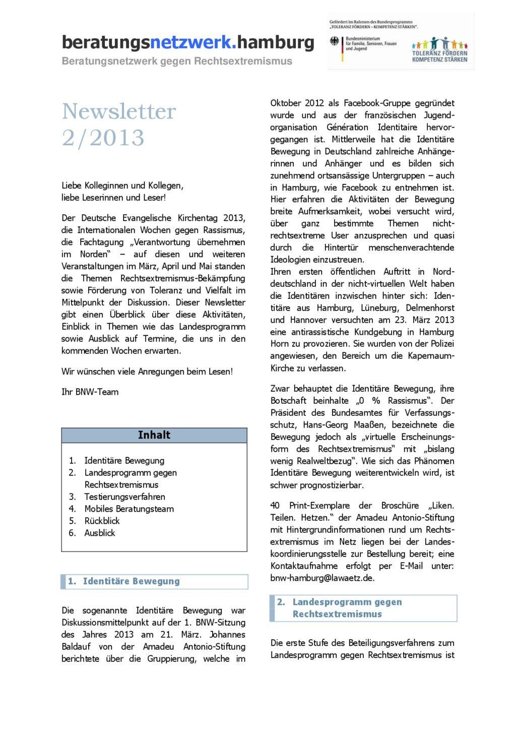 Cover von Newsletter 2/2013
