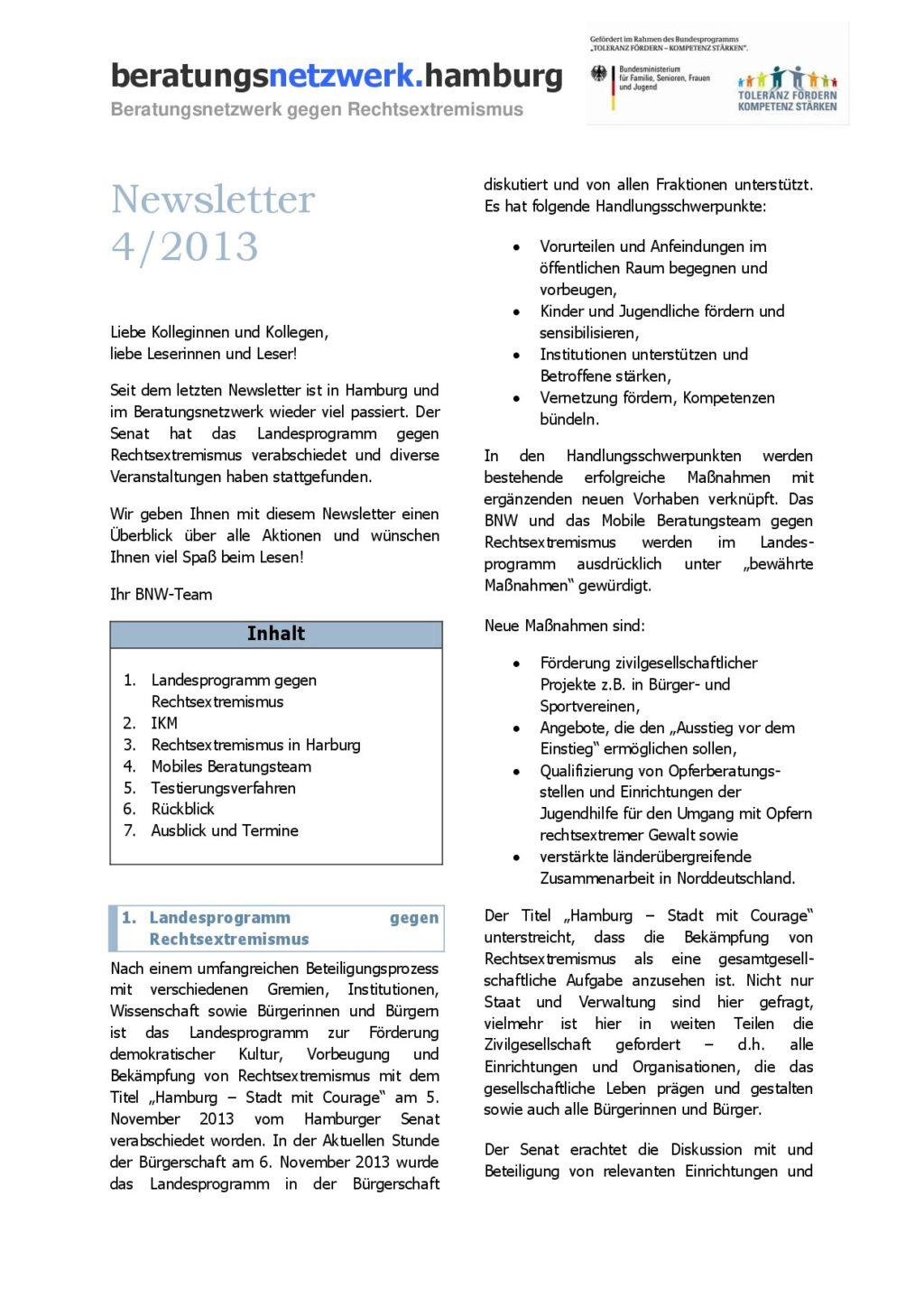 Cover von Newsletter 4/2013
