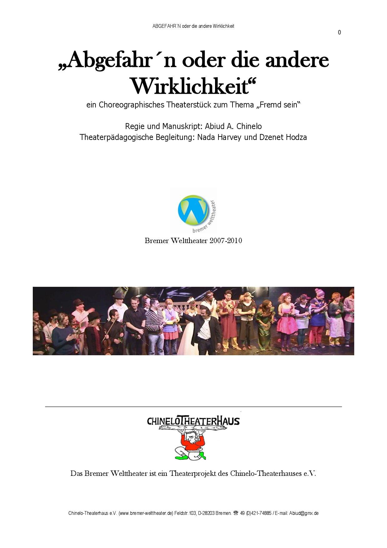 Cover von "Abgefahr’n oder die andere Wirklichkeit". Ein choreographisches Theaterstück zum Thema "Fremd sein"