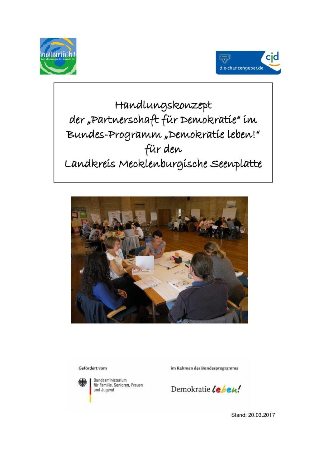 Cover von Handlungskonzept der "Partnerschaft für Demokratie" im Bundes-Programm "Demokratie leben!" für den Landkreis Mecklenburgische Seenplatte