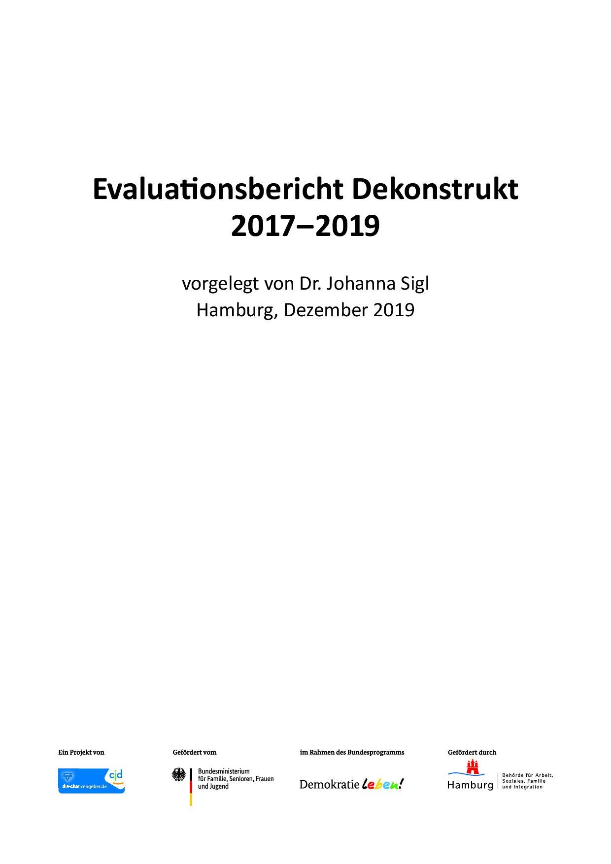Cover von Evaluationsbericht Dekonstrukt 2017 – 2019