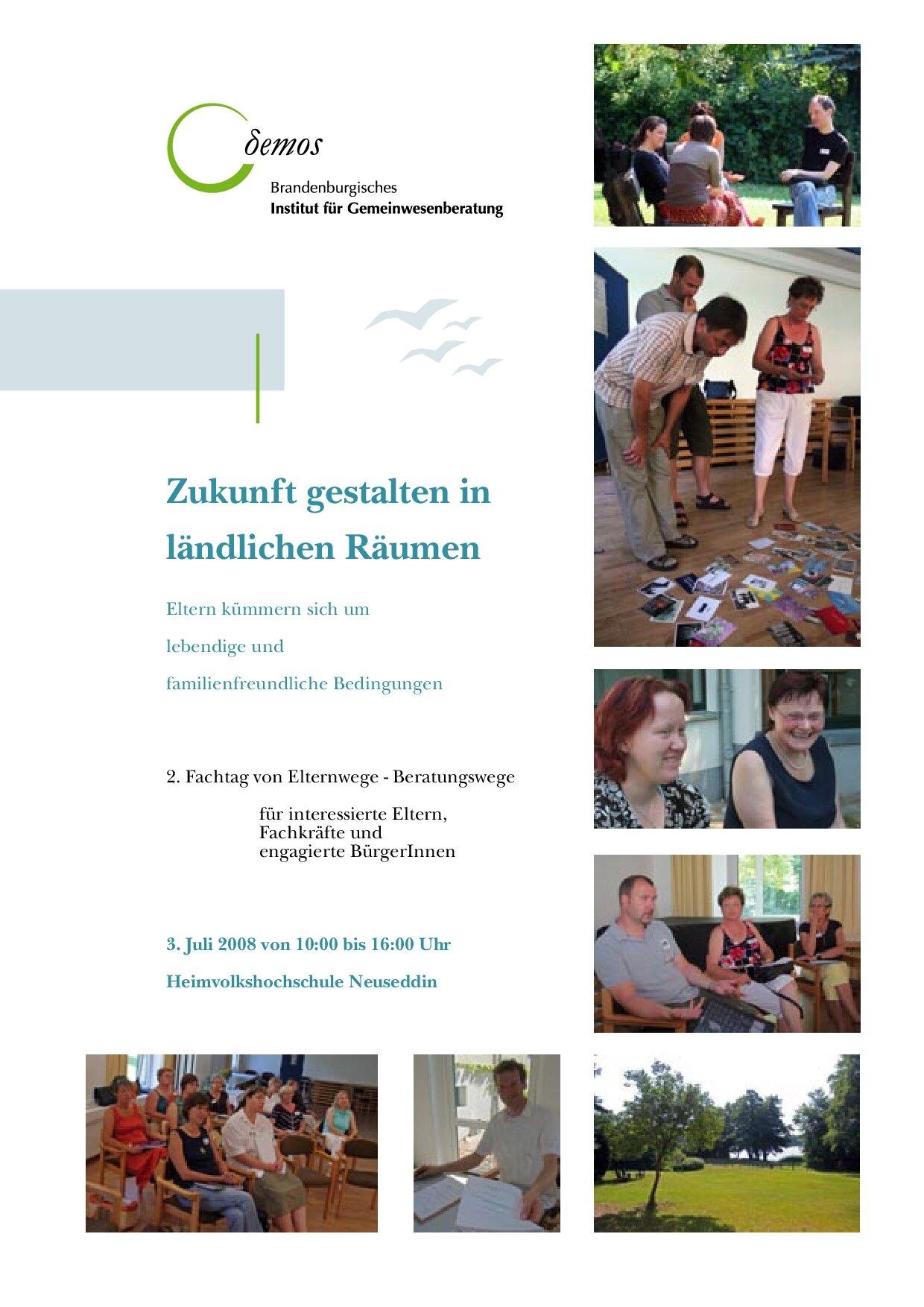 Cover von Zukunft gestalten in ländlichen Räumen. 2. Fachtag von Elternwege – Beratungswege