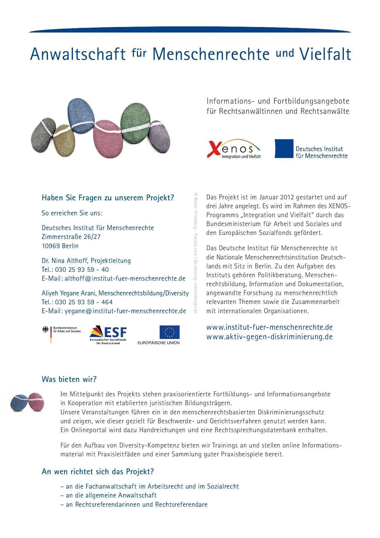 Cover von Anwaltschaft für Menschenrechte und Vielfalt. Informations- und Fortbildungsangebote für Rechtsanwältinnen und Rechtsanwälte