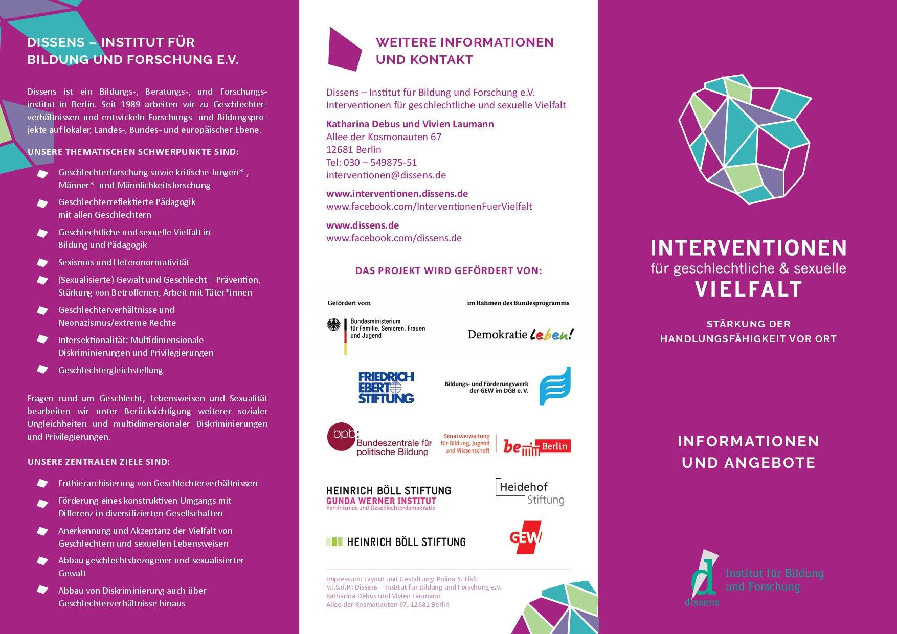 Cover von Interventionen für geschlechtliche & sexuelle Vielfalt. Stärkung der Handlungsfähigkeit vor Ort. Informationen und Angebote