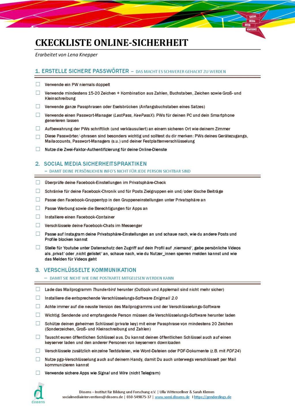 Cover von Checkliste Online-Sicherheit