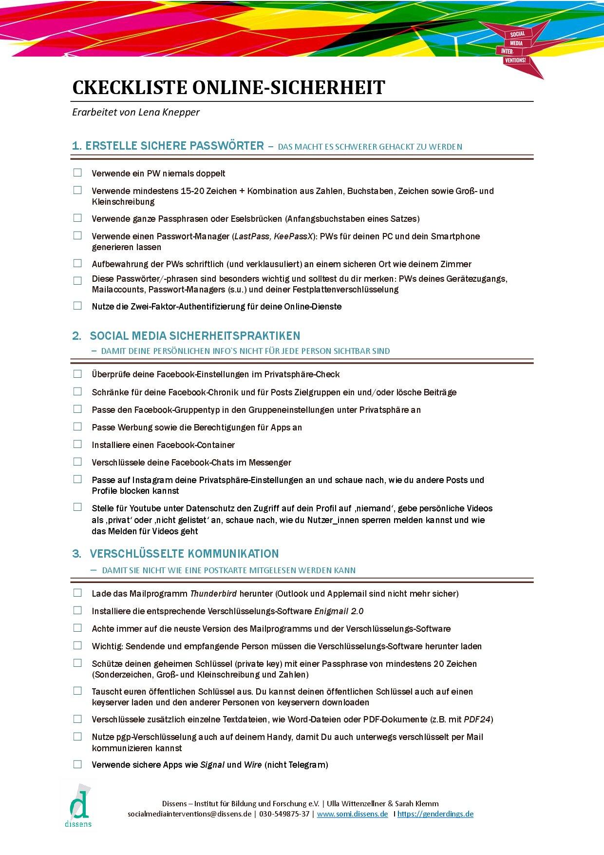 Cover von Checkliste Online-Sicherheit