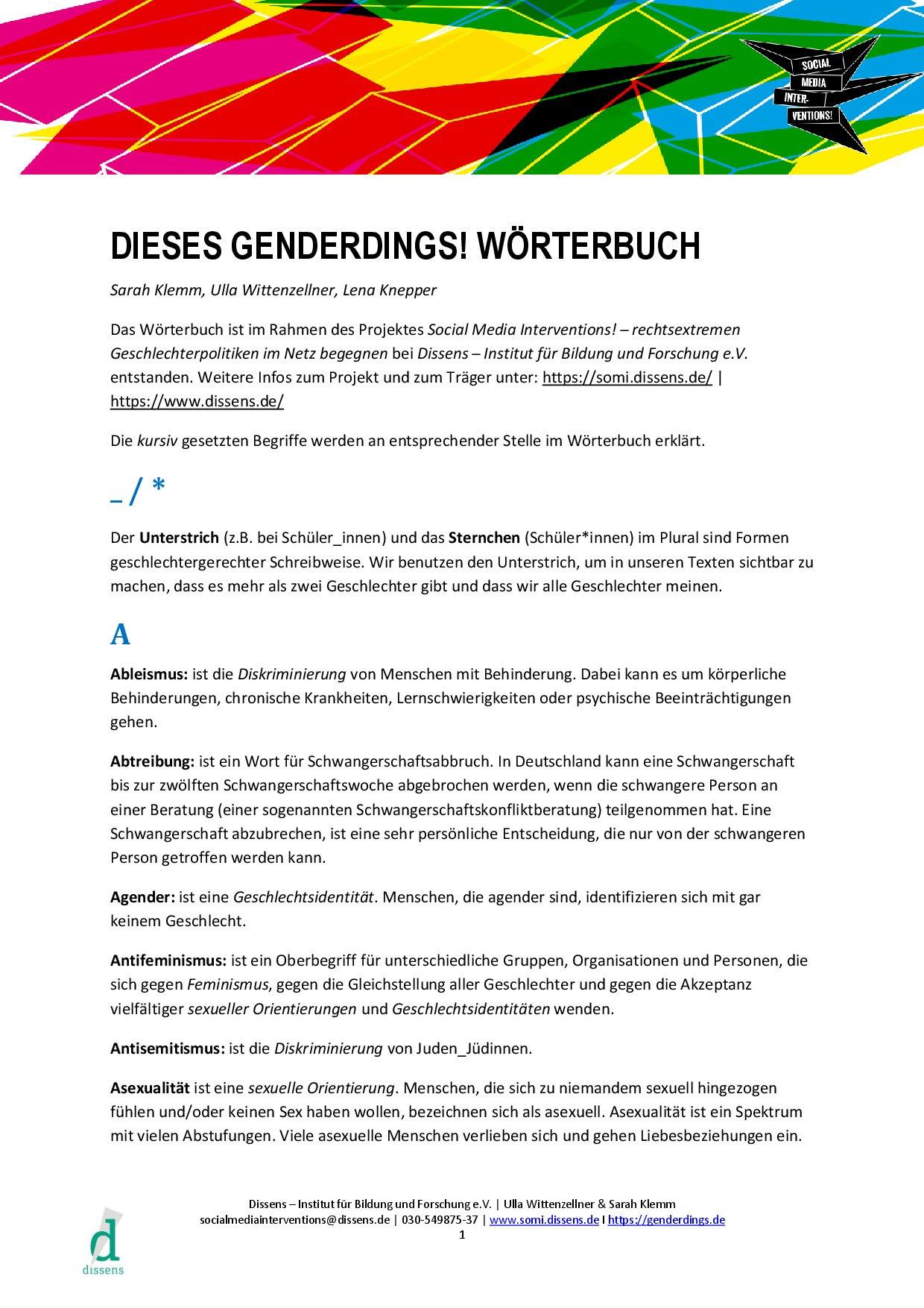 Cover von Dieses Genderdings! Wörterbuch