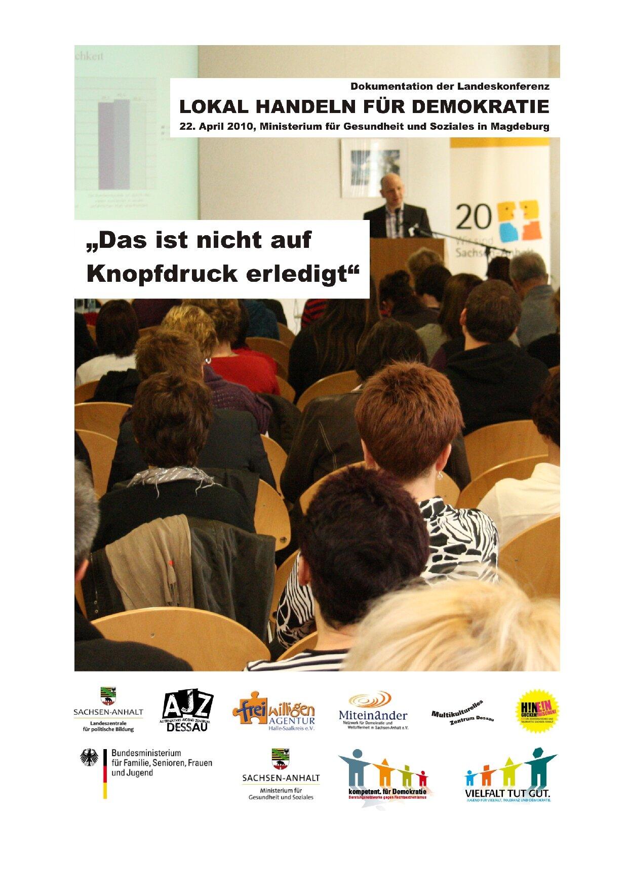 Cover von Dokumentation der Landeskonferenz "Lokal handeln für Demokratie"