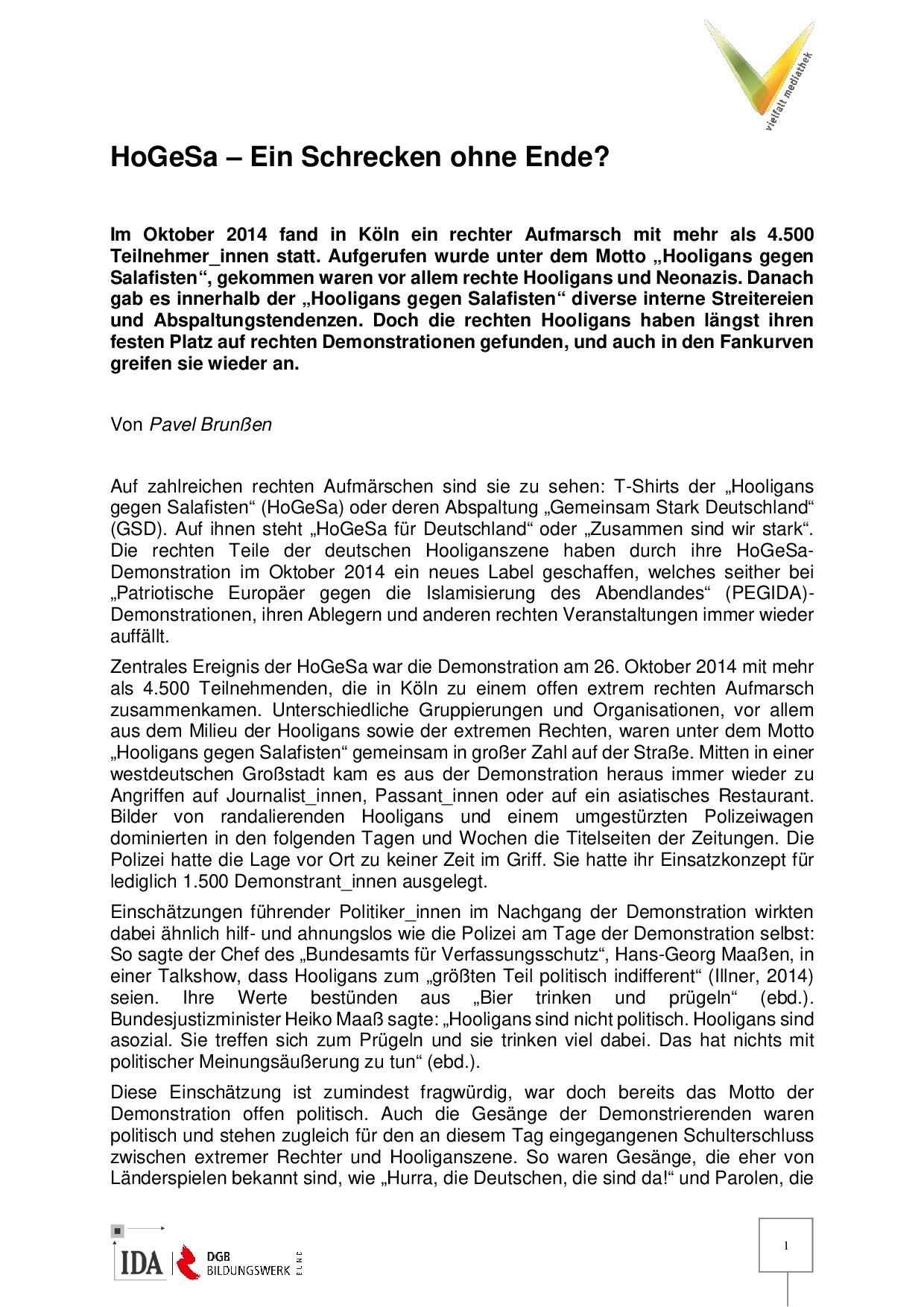 Cover von HoGeSa – Ein Schrecken ohne Ende?