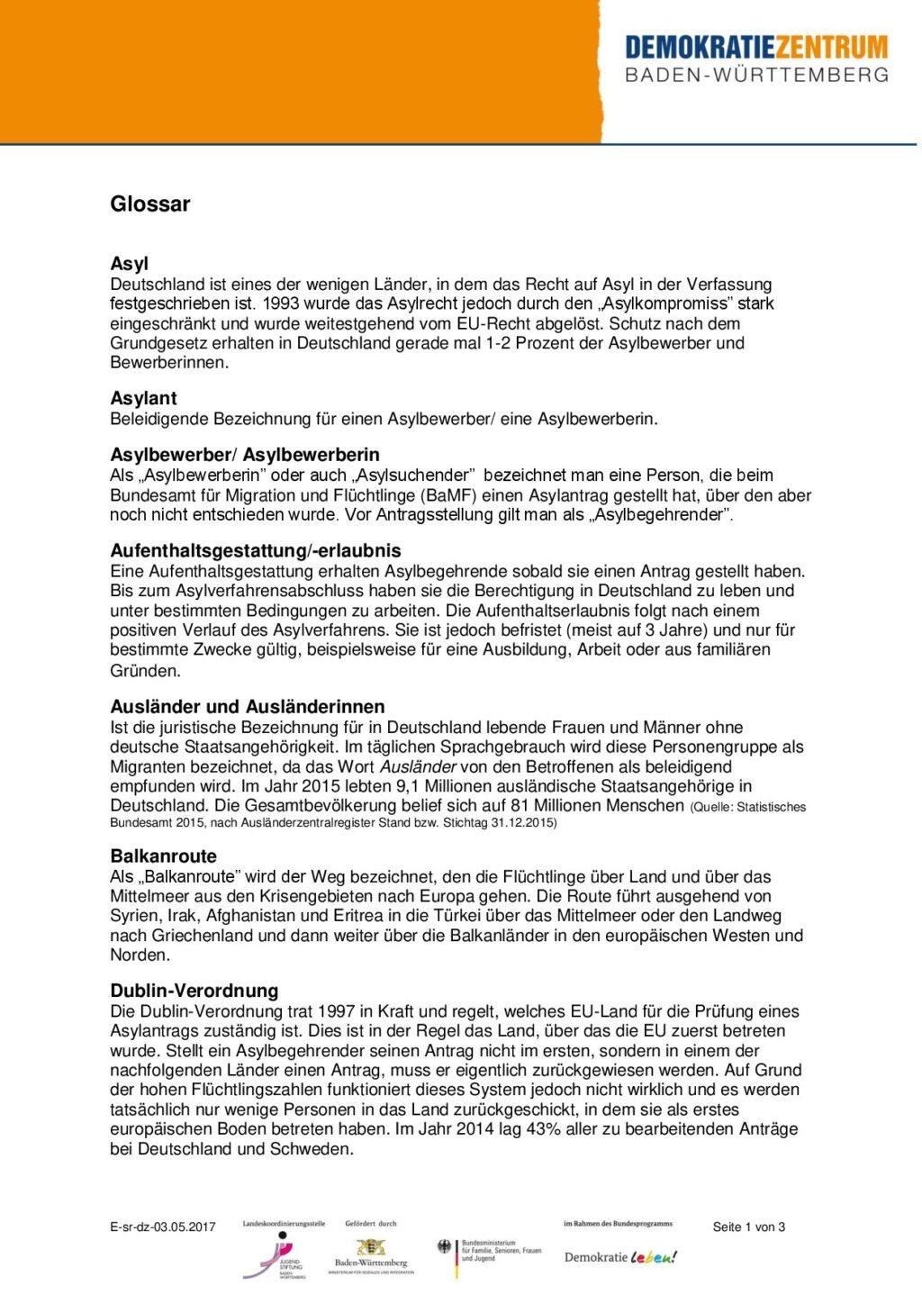 Cover von Glossar des Themenfelds "Flucht, Zuwanderung und Integration"