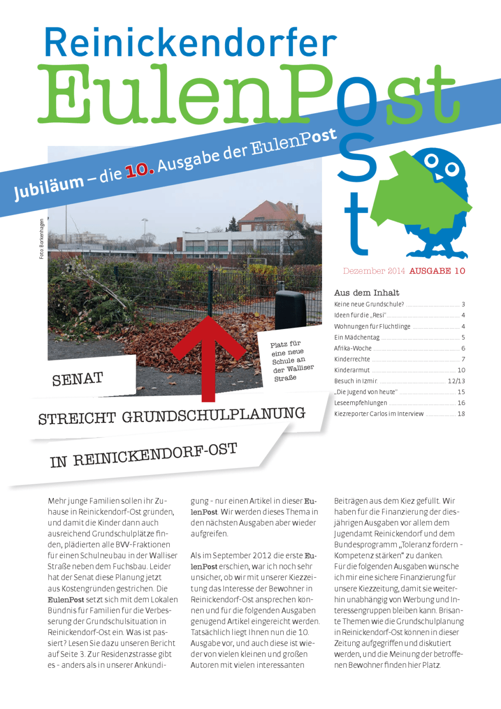 Cover von Reinickendorfer Eulenpost 12/2014. Ausgabe 10